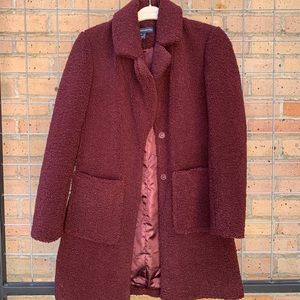 French Connection Maroon Teddy coat, XS